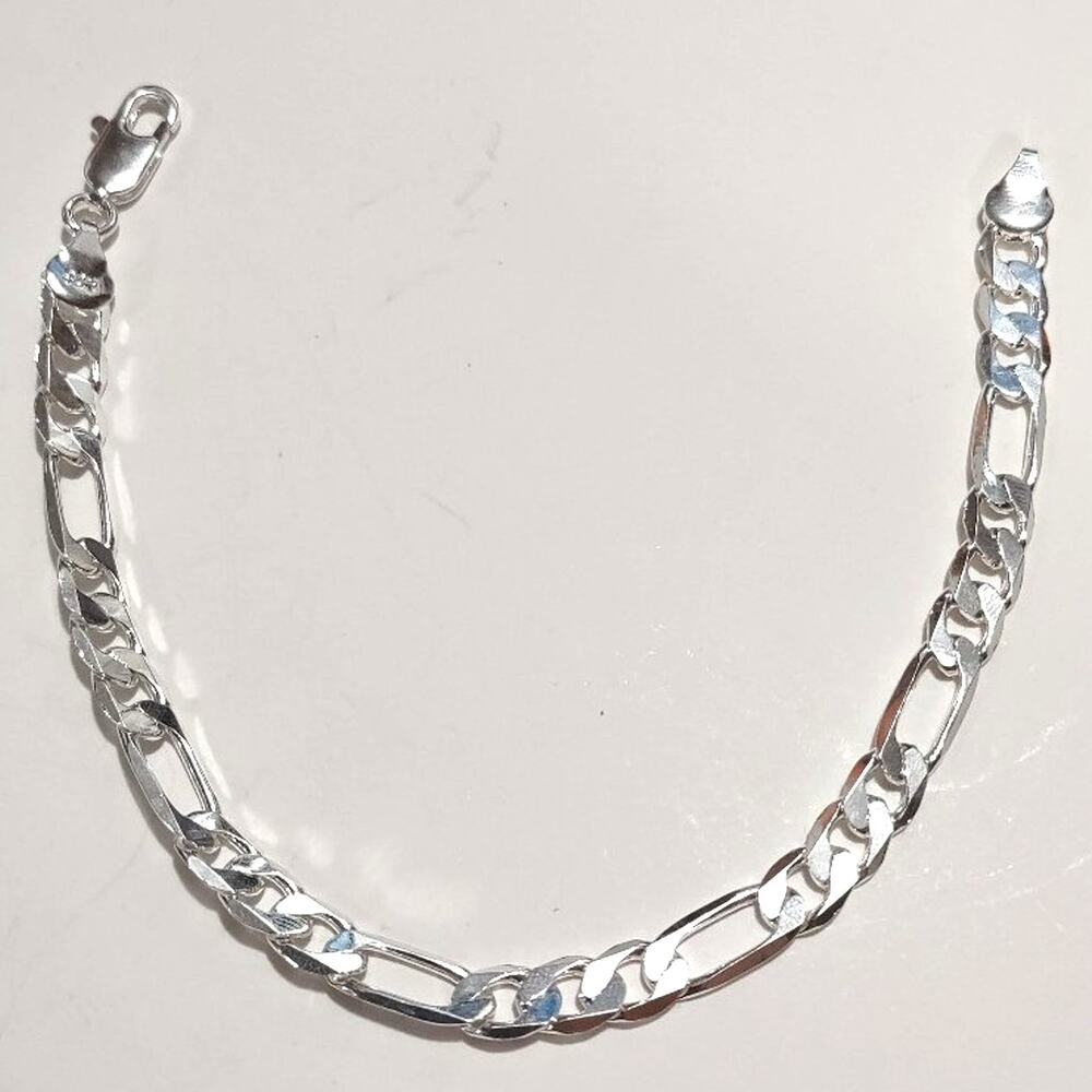 Genuine 925 Sterling Silver Bracelet Figaro Chain Link Christmas Birthday New!!!